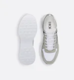 B25 Runner Sneaker Gray Suede and White Technical Mesh with Blue and White Dior Oblique Canvas