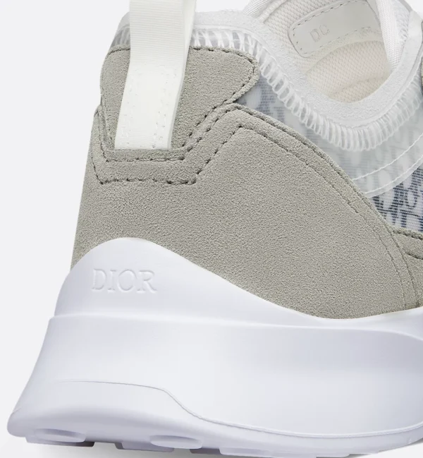 B25 Runner Sneaker Gray Suede and White Technical Mesh with Blue and White Dior Oblique Canvas