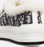 Walk'n'Dior Platform Sneaker – Deep Blue Dior Oblique Embroidered Cotton and White Shearling